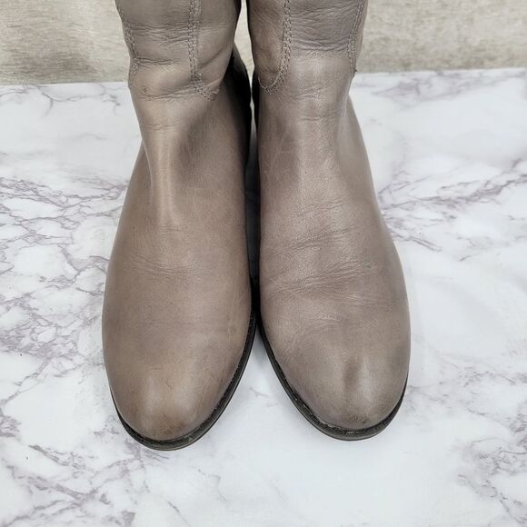 Sam Edelman Women's Penny Boot Size 7 Tall Gray Leather Knee High Riding Boots - Picture 2 of 15